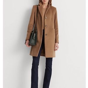 Three-Button Wool-Blend Reefer (Petite)